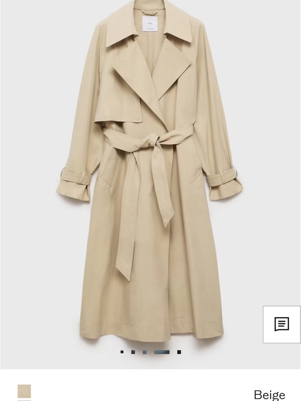 Mango Beige Tie-Waist Trench Coat